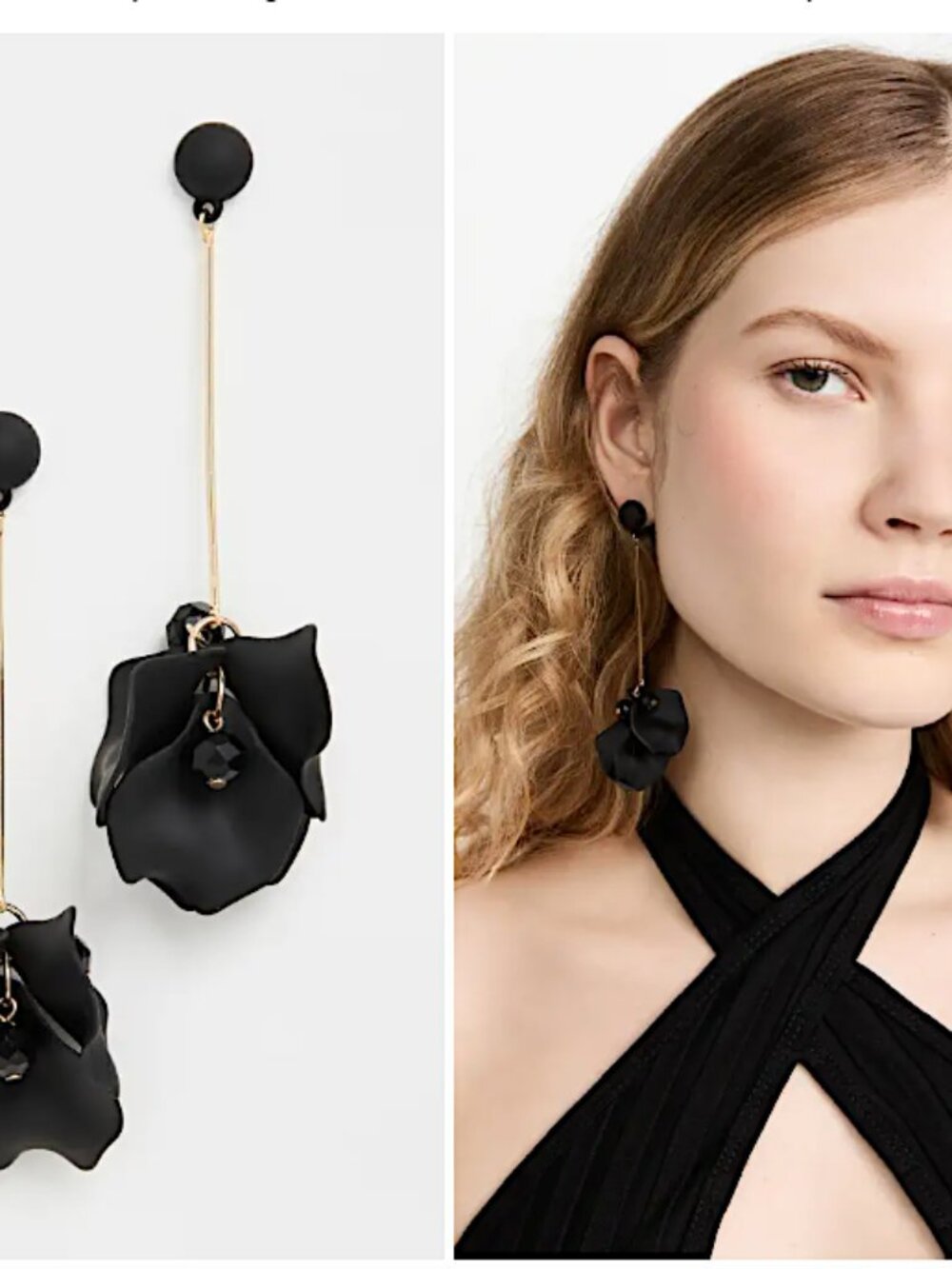 NEW Anthropologie Shashi Blooming Drop Black Petunia Earrings